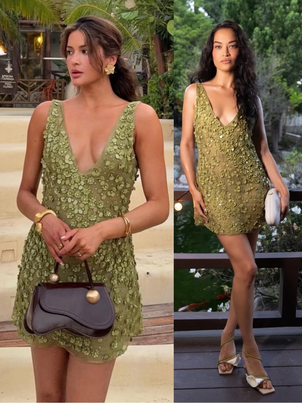Cult Gaia Sapphira Silk Embellished Mini Dress Pasture Green NEW with tags